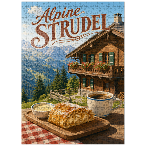 puzzleplate Alpine Strudel - Mountain Chalet Dessert 500 Jigsaw Puzzle