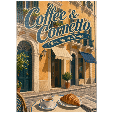 puzzleplate Rome Coffee and Cornetto Morning Breakfast 1000 Jigsaw Puzzle