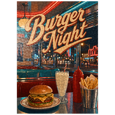 puzzleplate American Diner Burger Night 500 Jigsaw Puzzle