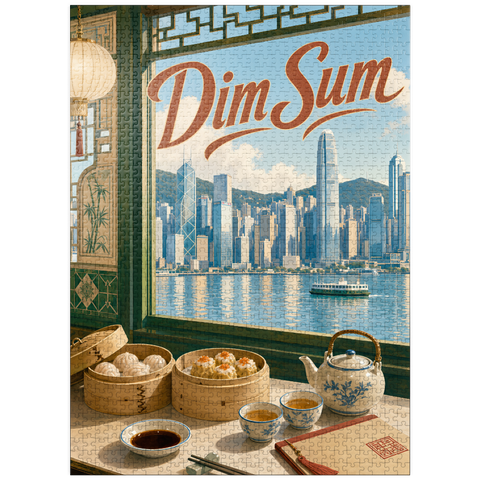 puzzleplate Hong Kong Harbor Skyline Dim Sum Scene 1000 Jigsaw Puzzle