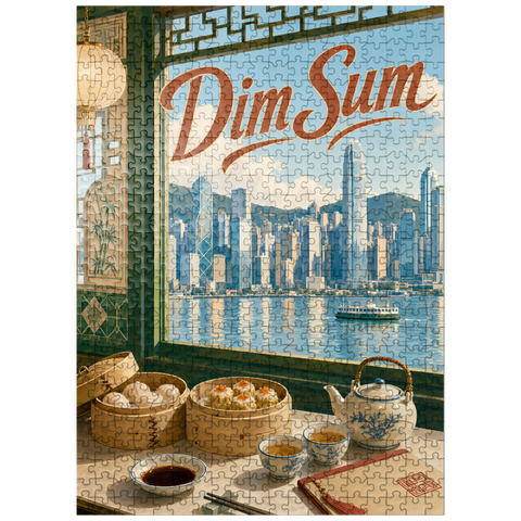 puzzleplate Hong Kong Harbor Skyline Dim Sum Scene 500 Jigsaw Puzzle