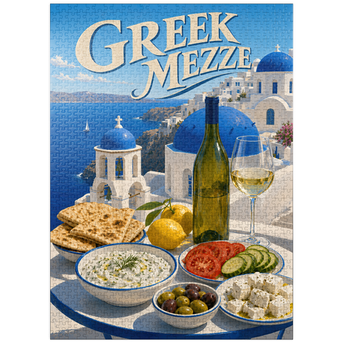 puzzleplate Santorini Greek Mezze Coastal Feast 1000 Jigsaw Puzzle