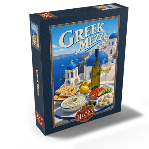 Santorini Greek Mezze Coastal Feast 500 Jigsaw Puzzle box view2