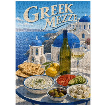 puzzleplate Santorini Greek Mezze Coastal Feast 500 Jigsaw Puzzle