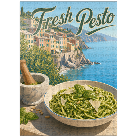puzzleplate Italian Riviera Village Fresh Pesto Pasta 1000 Jigsaw Puzzle