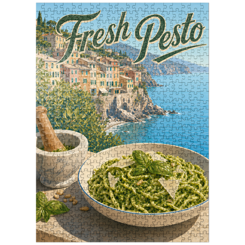 puzzleplate Italian Riviera Village Fresh Pesto Pasta 500 Jigsaw Puzzle