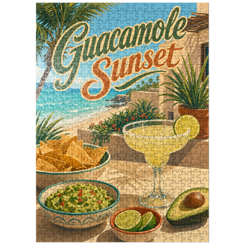 puzzleplate Guacamole Sunset Coastal Margarita Scene 500 Jigsaw Puzzle