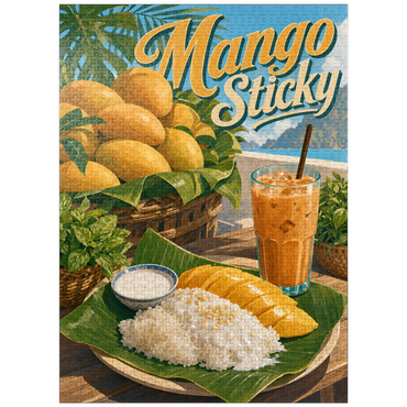 puzzleplate Sticky Rice - Thai Sticky Rice Dessert with Mango 1000 Jigsaw Puzzle