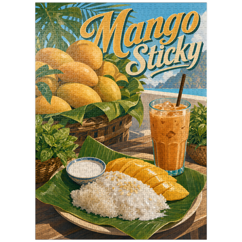 puzzleplate Sticky Rice - Thai Sticky Rice Dessert with Mango 1000 Jigsaw Puzzle