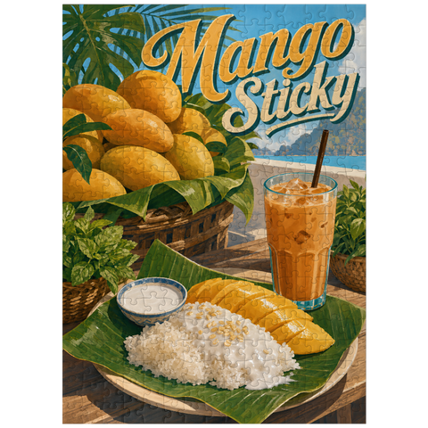 puzzleplate Sticky Rice - Thai Sticky Rice Dessert with Mango 300 Jigsaw Puzzle