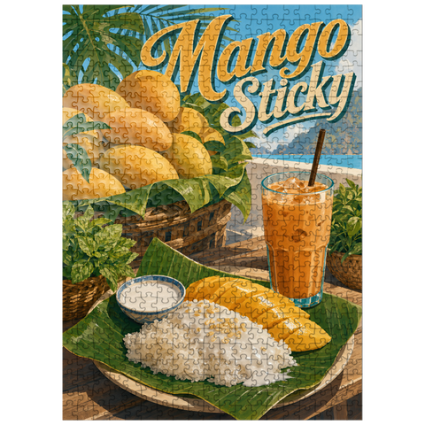 puzzleplate Sticky Rice - Thai Sticky Rice Dessert with Mango 500 Jigsaw Puzzle