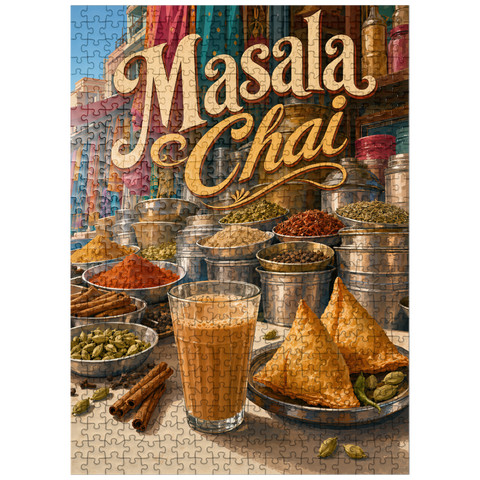 puzzleplate Masala Chai - Indian Spice Market 500 Jigsaw Puzzle