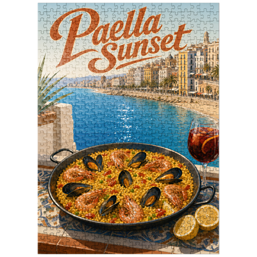 puzzleplate Spanish Mediterranean Coast Paella Sunset Scene 500 Jigsaw Puzzle