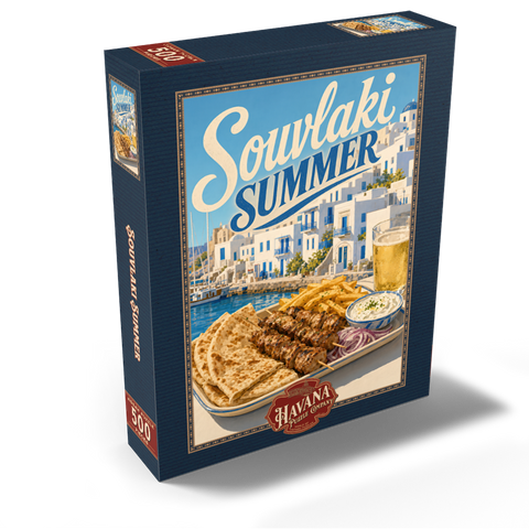 Greek Island Waterfront Souvlaki Summer Feast 500 Jigsaw Puzzle box view2