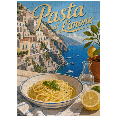 puzzleplate Amalfi Coast Pasta al Limone Seaside View 300 Jigsaw Puzzle