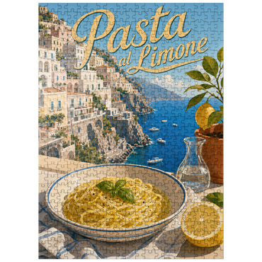 puzzleplate Amalfi Coast Pasta al Limone Seaside View 500 Jigsaw Puzzle
