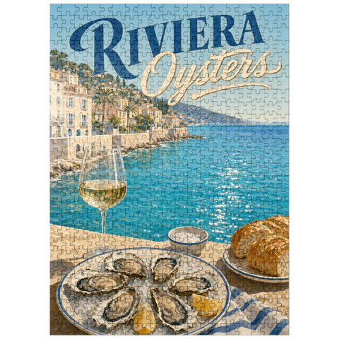 puzzleplate French Riviera Coastal Oysters and White Wine 500 Jigsaw Puzzle