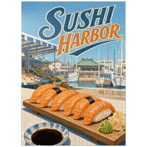 puzzleplate Sushi Harbor Waterfront Market Salmon Nigiri 1000 Jigsaw Puzzle
