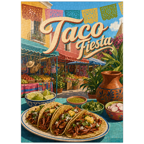 puzzleplate Taco Fiesta Mexican Market Street Scene 1000 Jigsaw Puzzle