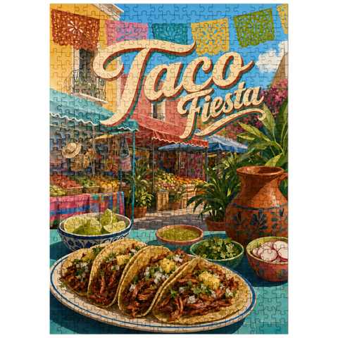 puzzleplate Taco Fiesta Mexican Market Street Scene 500 Jigsaw Puzzle