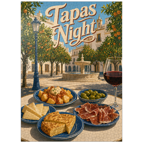 puzzleplate Seville Tapas Night Orange Grove Plaza 1000 Jigsaw Puzzle