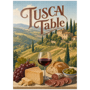 puzzleplate Tuscan Countryside Wine and Cheese Still Life 1000 Jigsaw Puzzle