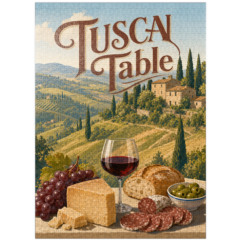 puzzleplate Tuscan Countryside Wine and Cheese Still Life 1000 Jigsaw Puzzle