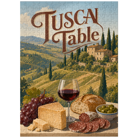 puzzleplate Tuscan Countryside Wine and Cheese Still Life 300 Jigsaw Puzzle