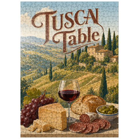 puzzleplate Tuscan Countryside Wine and Cheese Still Life 500 Jigsaw Puzzle