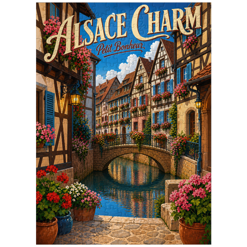 puzzleplate Alsace Canal Village Floral Charm 300 Jigsaw Puzzle