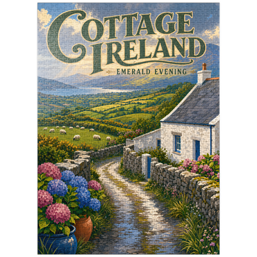 puzzleplate Ireland Cottage Emerald Evening 1000 Jigsaw Puzzle