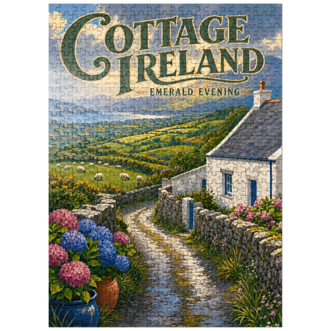 puzzleplate Ireland Cottage Emerald Evening 500 Jigsaw Puzzle