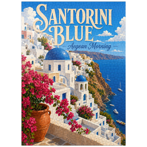 puzzleplate Santorini Blue Aegean Morning 1000 Jigsaw Puzzle