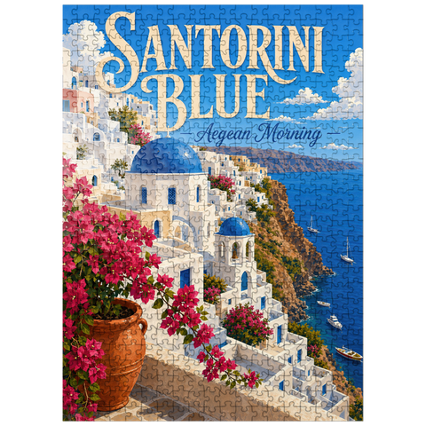 puzzleplate Santorini Blue Aegean Morning 500 Jigsaw Puzzle