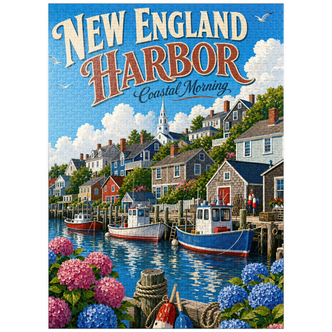 puzzleplate New England Harbor Coastal Morning 1000 Jigsaw Puzzle
