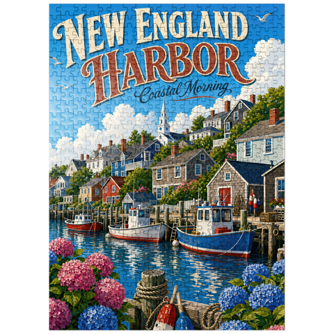 puzzleplate New England Harbor Coastal Morning 500 Jigsaw Puzzle