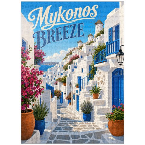 puzzleplate Mykonos Windmills Coastal Charm 1000 Jigsaw Puzzle