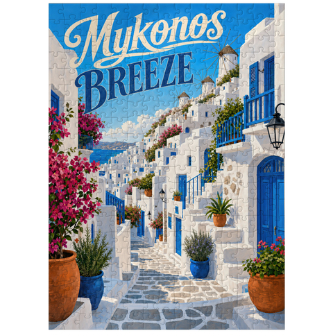 puzzleplate Mykonos Windmills Coastal Charm 300 Jigsaw Puzzle