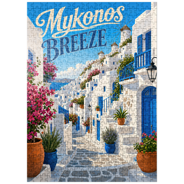puzzleplate Mykonos Windmills Coastal Charm 500 Jigsaw Puzzle