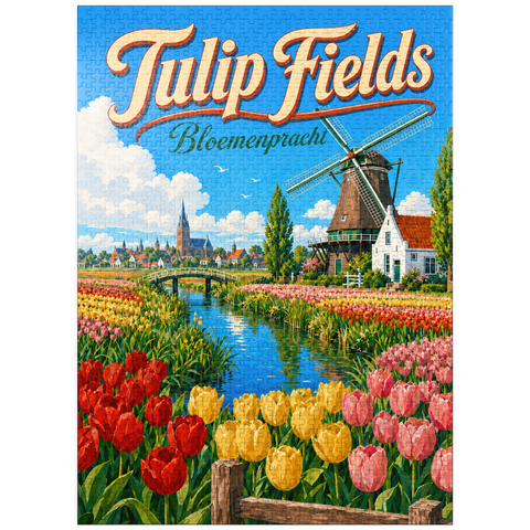 puzzleplate Dutch Tulip Fields Spring Splendor 1000 Jigsaw Puzzle