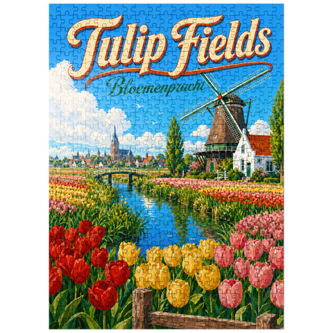 puzzleplate Dutch Tulip Fields Spring Splendor 500 Jigsaw Puzzle