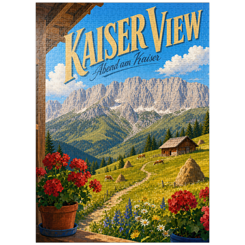puzzleplate Kaiser Mountains Alpine Meadow Serenity 1000 Jigsaw Puzzle