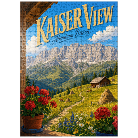 puzzleplate Kaiser Mountains Alpine Meadow Serenity 500 Jigsaw Puzzle