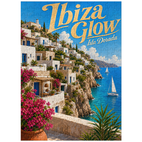 puzzleplate Ibiza Coastal Village Golden Glow 300 Jigsaw Puzzle
