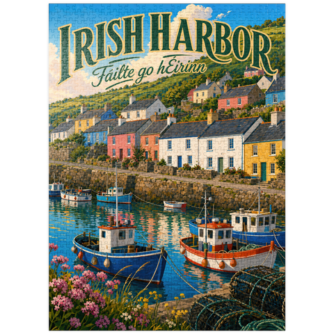 puzzleplate Irish Harbor Coastal Village Charm 1000 Jigsaw Puzzle
