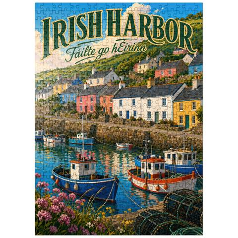 puzzleplate Irish Harbor Coastal Village Charm 500 Jigsaw Puzzle