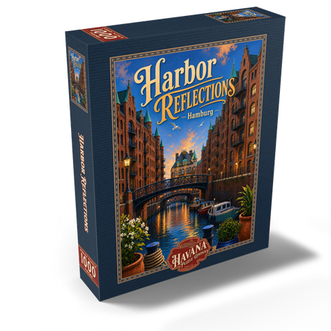 Hamburg Harbor Sunset Reflections 1000 Jigsaw Puzzle box view2