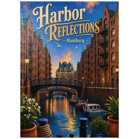 puzzleplate Hamburg Harbor Sunset Reflections 1000 Jigsaw Puzzle