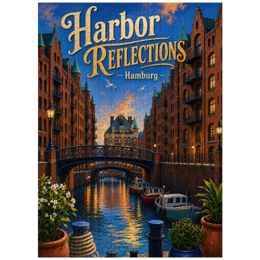 puzzleplate Hamburg Harbor Sunset Reflections 300 Jigsaw Puzzle