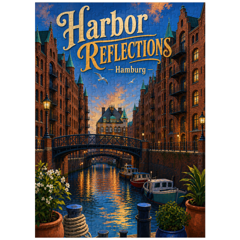 puzzleplate Hamburg Harbor Sunset Reflections 300 Jigsaw Puzzle